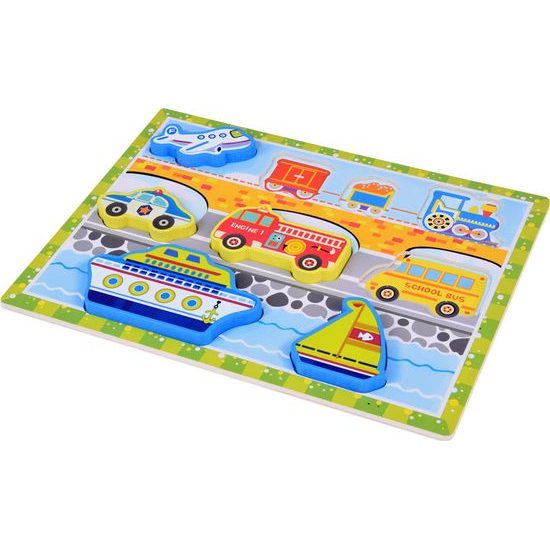 Dřevěné puzzle dopravní vozidla 9 dílné