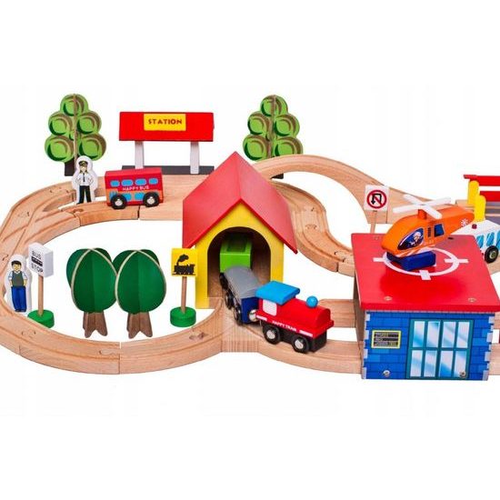 Doris dřevěná vláčkodráha 69 dílků