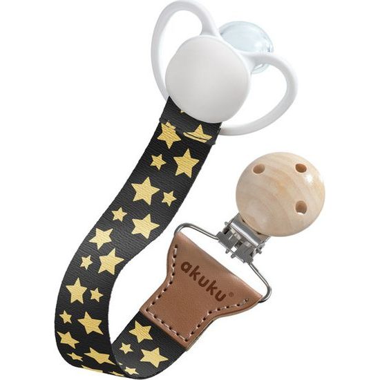 Stuha s klipem na dudlík, zlaté hvězdy