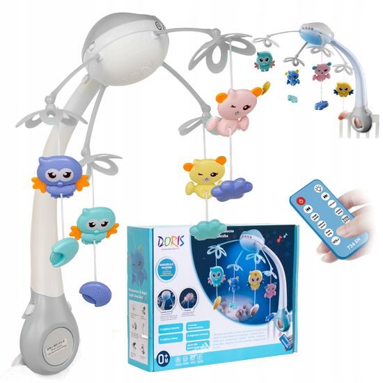 Doris kolotoč nad postýlku s projektorem a dálkovým ovládáním Bed Bell šedý