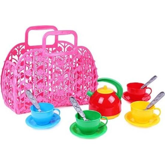 Sada nádobí - mix 3 barvy v plastové tašce/kabelce