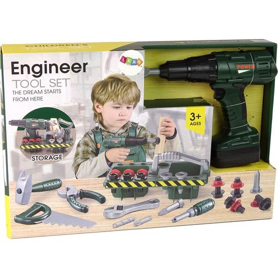 Dětská sada pro kutily se šroubovákem na baterie Zelená