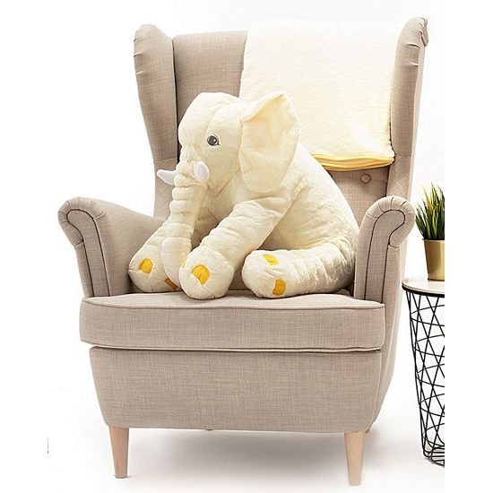 Plyšový slon - polštář Belly 70 cm bílý