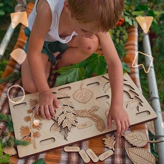 Stromy, listy a plody 2 -- edukačná drevená puzzle 26x49 CM SLOVENSKÁ VERZIA