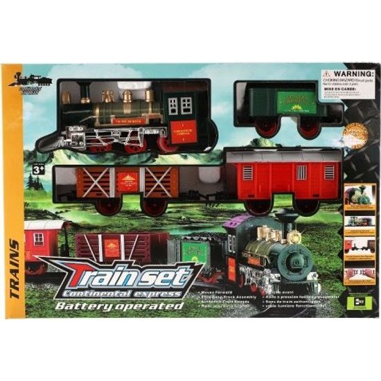 Vlak + 3 vagóny s kolejemi - 8ks na baterie