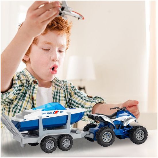 Dětská interaktivní čtyřkolka na setrvačník s lodí 4WD Offroader