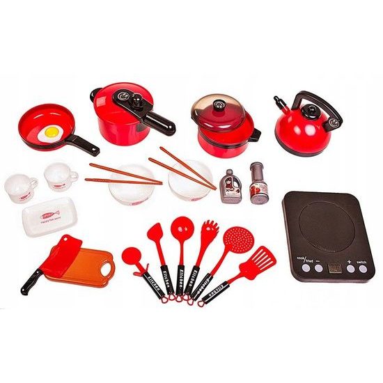 Doris sada nádobí do kuchyňky s vařičem na baterie 24 součástí