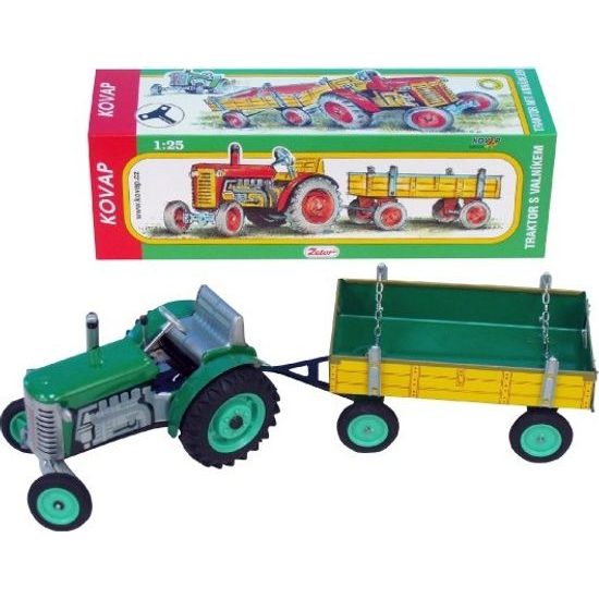 Traktor Zetor s valníkem červený - na klíček