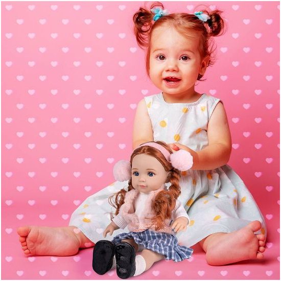 Dětská panenka s culíky Cute Doll 36 cm