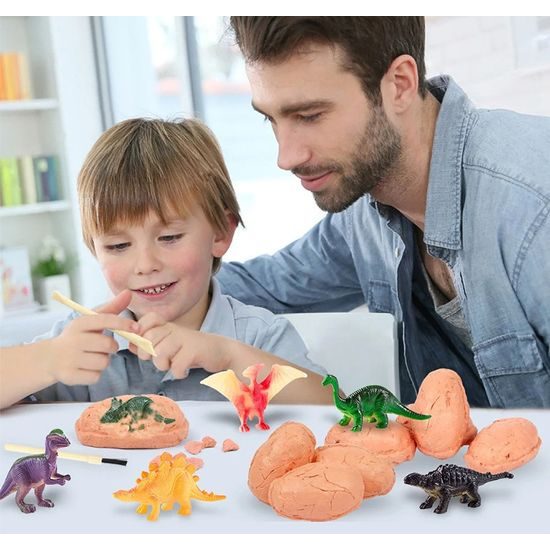 Archeologická sada 12 velkých vajíček + karty se světem dinosaurů