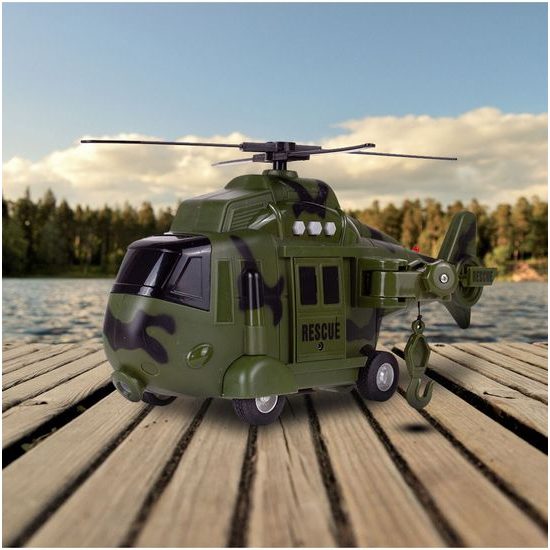 Interaktivní vojenská helikoptéra se světly a zvuky Army Rescue 1:16