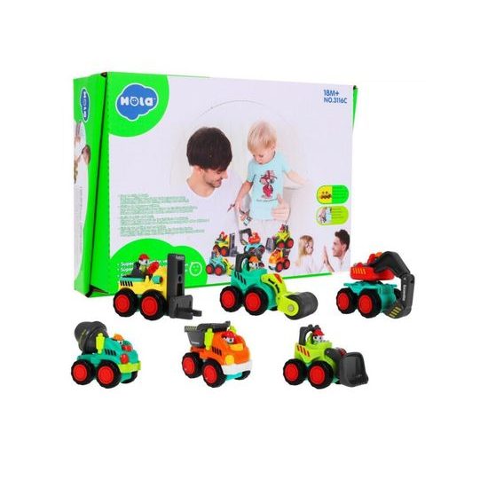 Huile Toys sestava 6 kusů stavebních autíček Construction Vehicle