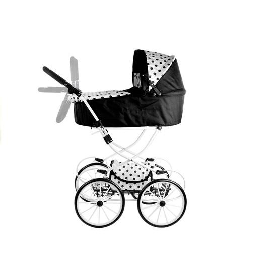 Kočárek pro panenky Alice retro černo-bílý