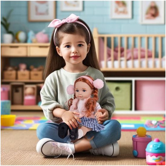 Dětská panenka s culíky Cute Doll 36 cm