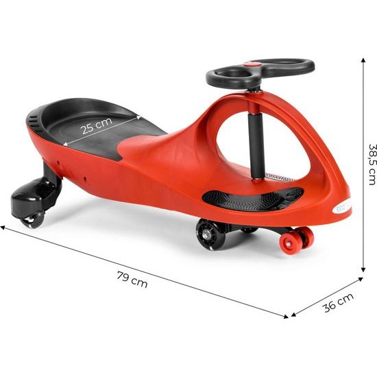 Ecotoys gravitační odrážedlo se svítícími koly Spinner - červené