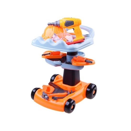Majlo Toys dětská dílna na vozíku s vrtačkou na baterie Tool Carry