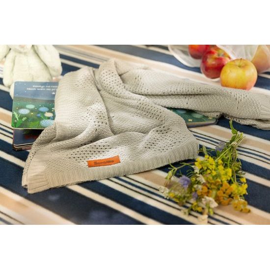 Sensillo Dětská pletená bambusová deka do kočárku 100x80 cm máta