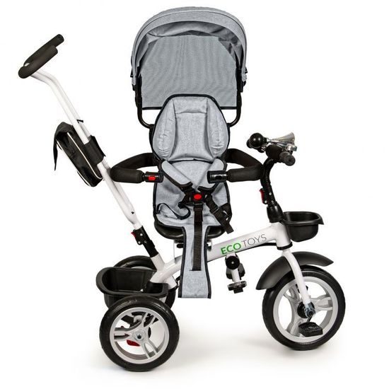 Ecotoys dětská tříkolka s otočným sedadlem 2v1 šedá
