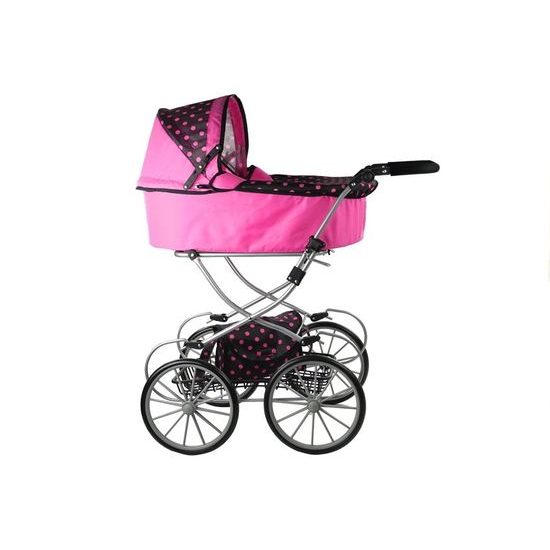 Kočárek pro panenky Alice retro růžovo-černý