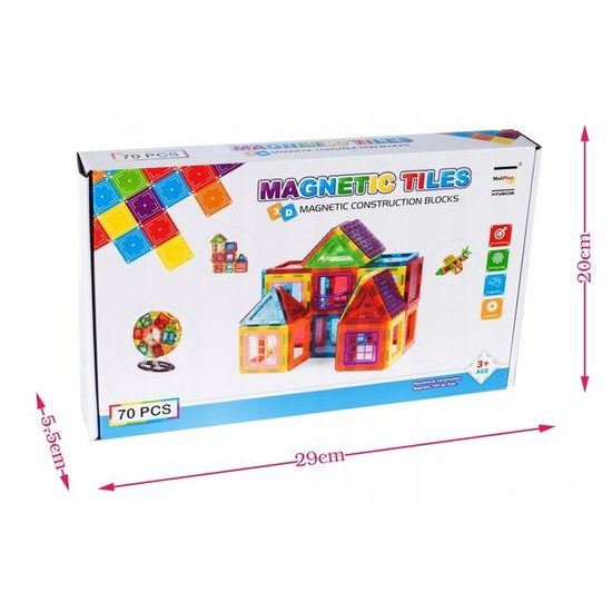 Magnetická stavebnice Magnetic Tiles 70 dílů