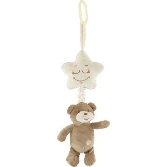 Medvěd s hvězdou hnědý- závěs na postýlku/kočárek hrací strojek