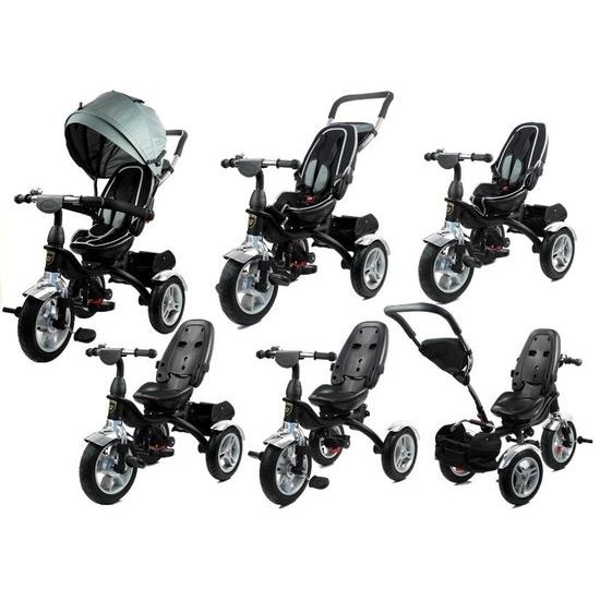 Majlo Toys multifunkční tříkolka s nafukovacími koly PRO500 stříbrná