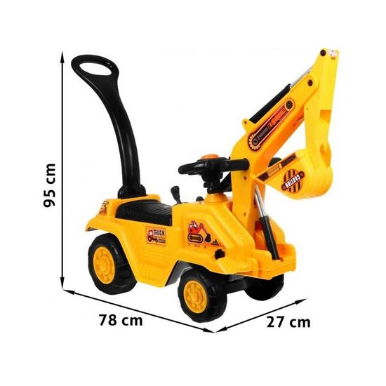 Odrážedlo Bagr s vodící tyčí 2v1 s helmou