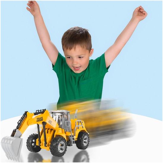 POŠKOZENÝ OBAL Bagr na dálkové ovládání Truck Excavator s pohyblivou lžící 1:36