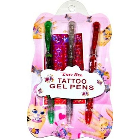 Gelové pero tetovací 3 ks + šablony