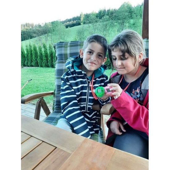 Zvířátko elektronické - přívěsek se šňůrkou - mix 3 barvy