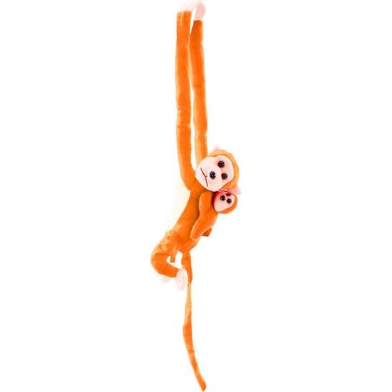 Plyšová opice s miminkem oranžová 90 cm
