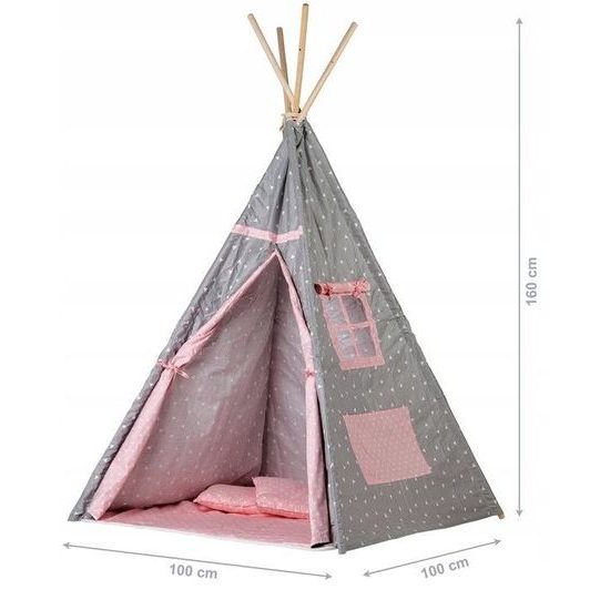 Ecotoys dětský indiánský stan TeePee s trojúhelníčky