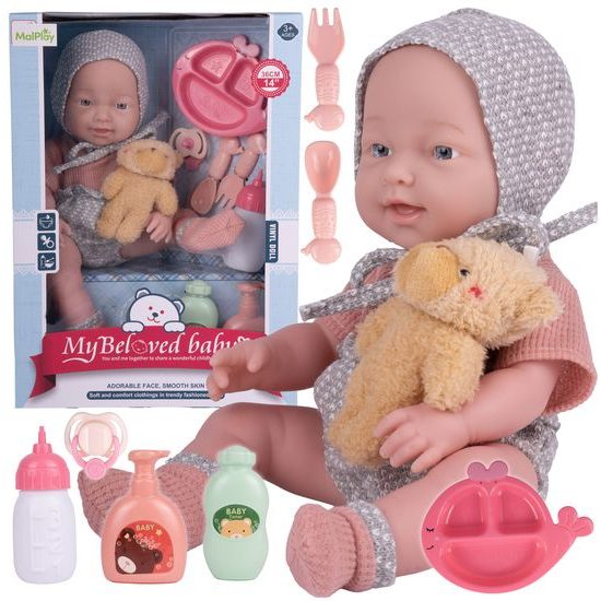 Dětská panenka s příslušenstvím a medvídkem My Baby 36 cm