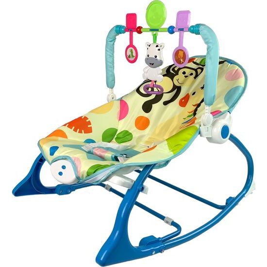 Dětské vibrační houpátko Seat 2v1 Zebra Blue