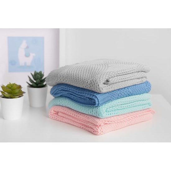 Sensillo Dětská pletená bambusová deka do kočárku 100x80 cm šedá