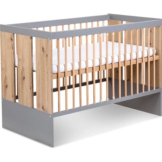 Dětská postýlka se zábranou Klups Pauline Dub/Grafit