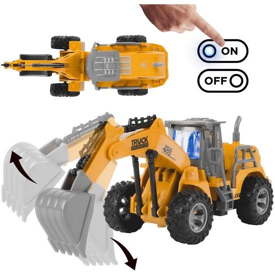 POŠKOZENÝ OBAL Bagr na dálkové ovládání Truck Excavator s pohyblivou lžící 1:36