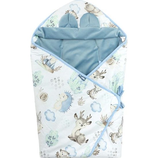 Dětská zavinovačka do autosedačky XL Sensillo Velvet - Lesní zvířátka modrá