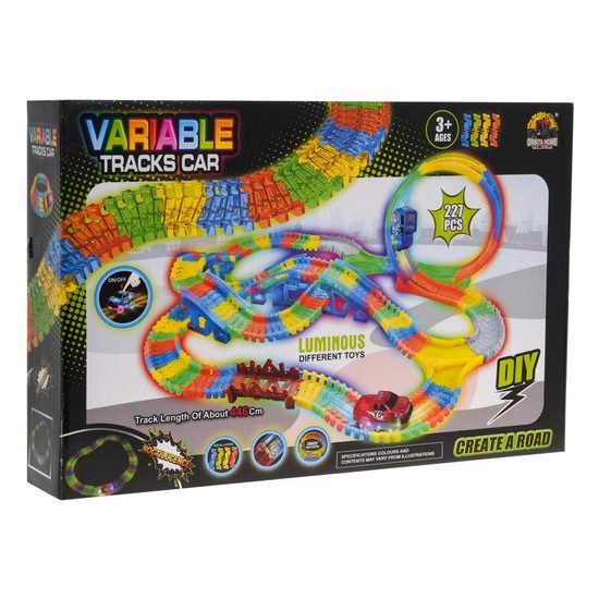 Svítící autodráha s autíčkem na baterie 227 dílků Variable Tracks