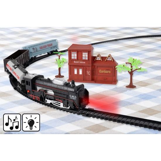 Dětská vláčkodráha na baterie se světlem Rail King 270 cm