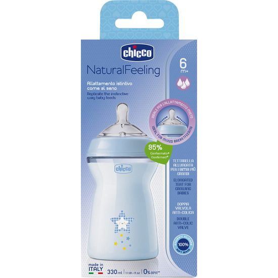 CHICCO Láhev kojenecká Natural Feeling 300ml, 6m+ Boy