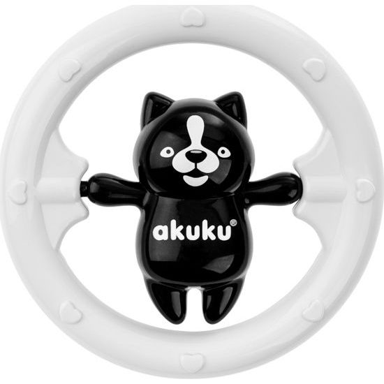 Chrastítko Akuku medvídek černobílý, Bílá