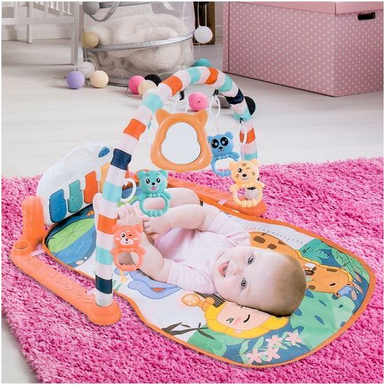 Hrací deka s piankem Medvídek růžová