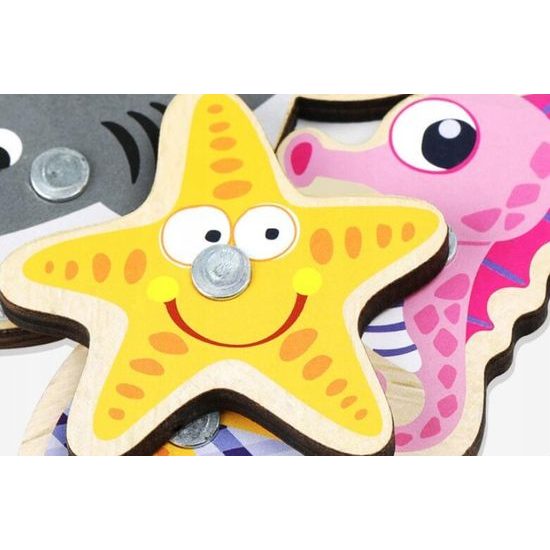 POŠKOZENÝ OBAL Doris dřevěné rybičky na lovení na magnet 20 kusů 3D