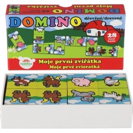 Dřevěné Domino Moje první zvířátka - společenská hra, 28ks