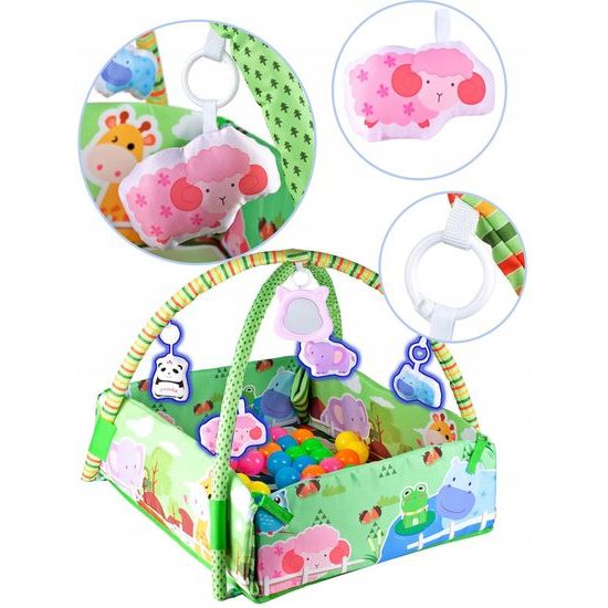 Hrací deka 3v1 se 30 míčky Game Carpet zelená