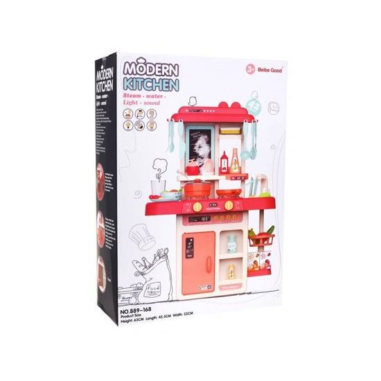 Dětská mini kuchyňka se zvuky a párou Little Chef- růžová