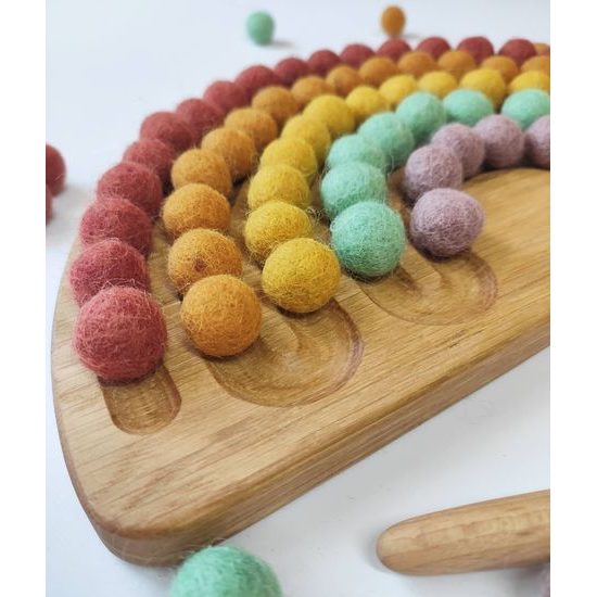 Deska - "duha" - 5 žlábků s barevnými kuličkami