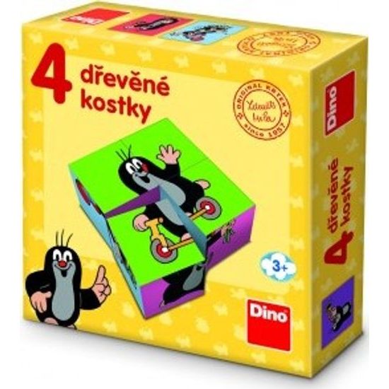 Dřevěné Kostky - Krtek 4 ks