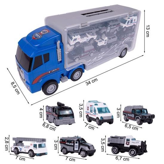 Nákladní auto se 6 kovovými autíčky a skluzavkou Carrier Truck